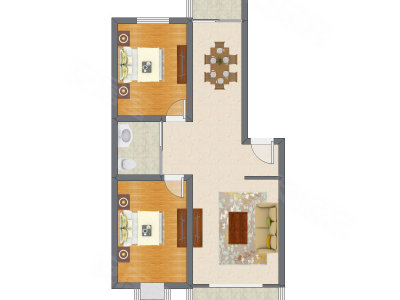 2室2厅 98.40平米户型图