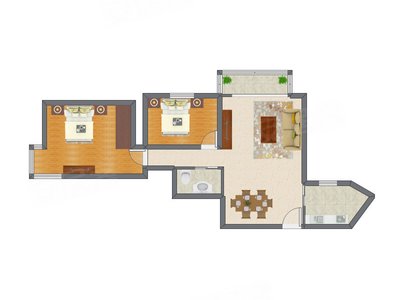 2室1厅 99.00平米