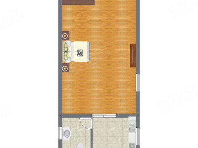 1室1厅 51.88平米户型图