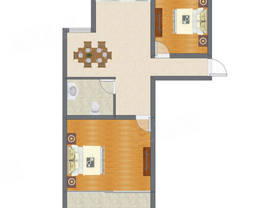 2室1厅 56.65平米