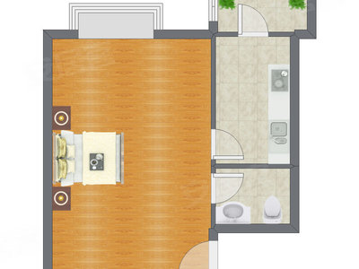 1室0厅 58.31平米户型图