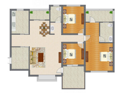 3室2厅 150.44平米