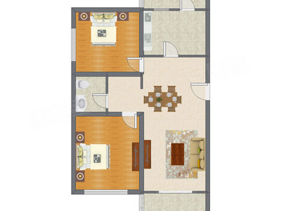 2室2厅 97.27平米户型图