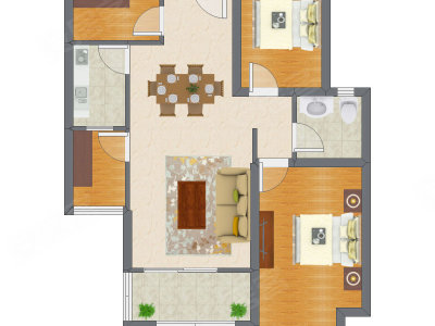 2室2厅 94.53平米户型图