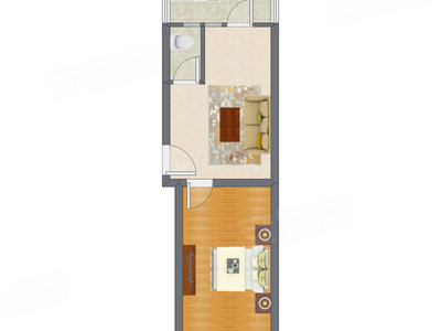1室1厅 44.79平米户型图