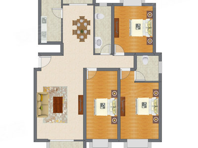 3室2厅 168.22平米户型图