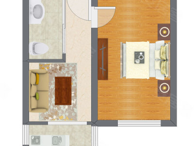 1室1厅 42.08平米户型图