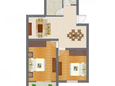 2室2厅 49.19平米户型图