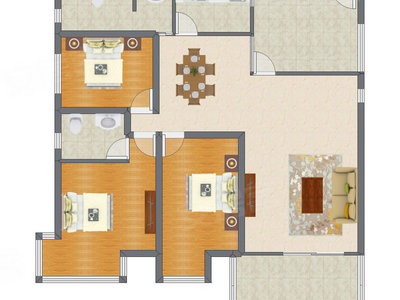 3室2厅 146.24平米户型图