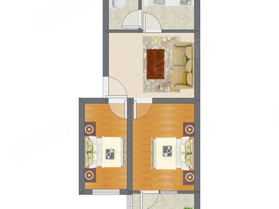 2室1厅 59.78平米户型图
