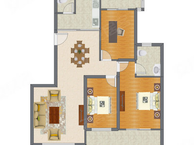 3室2厅 132.17平米户型图