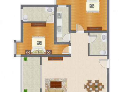 2室2厅 83.67平米