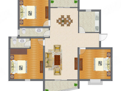 3室2厅 123.74平米