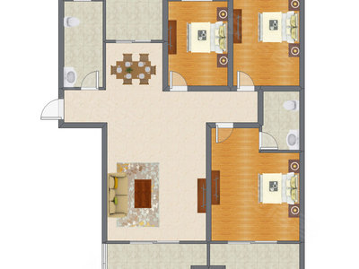 3室2厅 138.00平米户型图