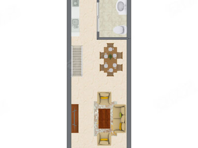 1室1厅 26.02平米户型图