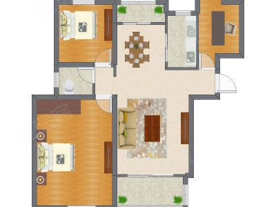 3室2厅 111.62平米户型图