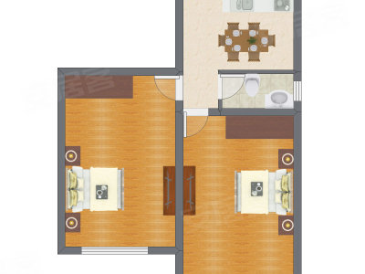 2室1厅 50.94平米