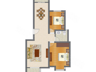 2室2厅 99.37平米户型图