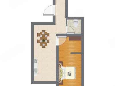 1室1厅 23.01平米户型图