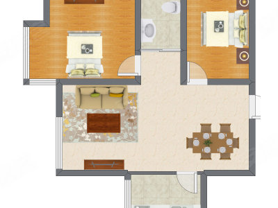 2室2厅 76.86平米