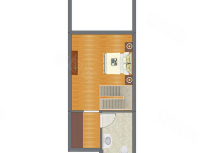 1室2厅 58.00平米户型图