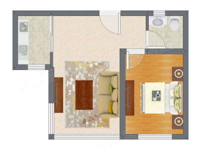 1室1厅 54.43平米户型图