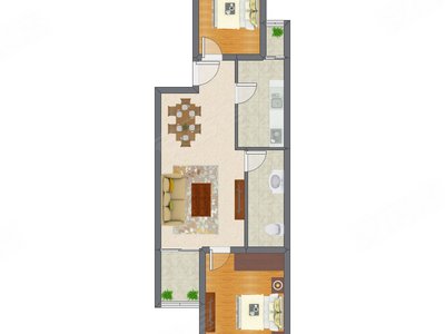 2室1厅 81.61平米