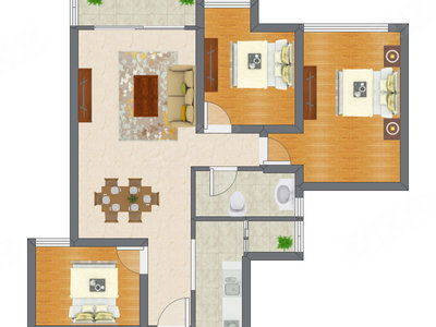 3室2厅 93.47平米户型图