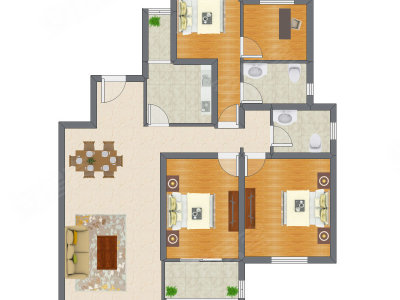 3室2厅 90.88平米户型图