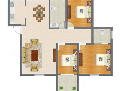 3室2厅 88.39平米