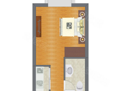 1室1厅 22.08平米户型图