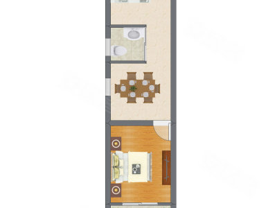 1室1厅 31.54平米户型图