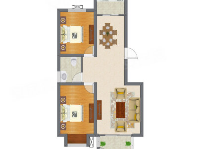 2室2厅 89.65平米户型图