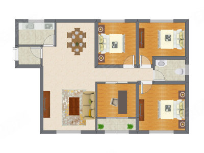 4室2厅 99.72平米