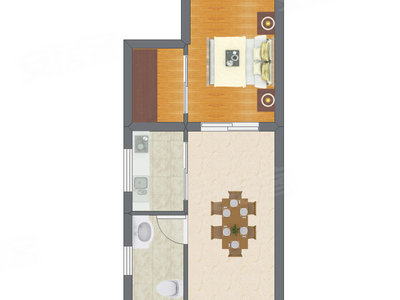 1室1厅 49.50平米户型图