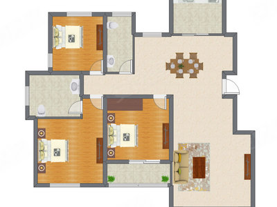 3室2厅 159.00平米户型图