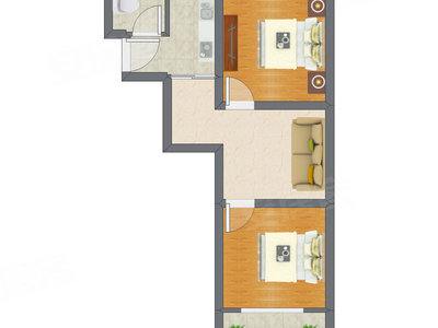 2室1厅 54.00平米
