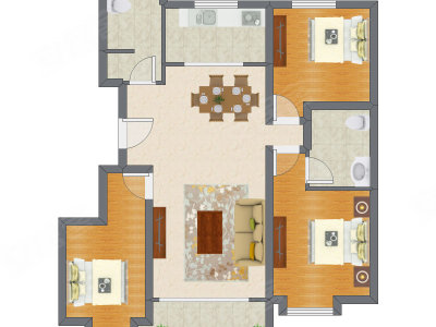 3室2厅 116.60平米户型图
