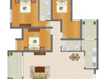 3室2厅 128.76平米