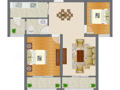 2室2厅 90.83平米