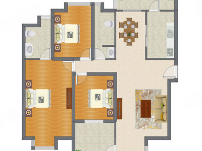 3室2厅 143.75平米户型图