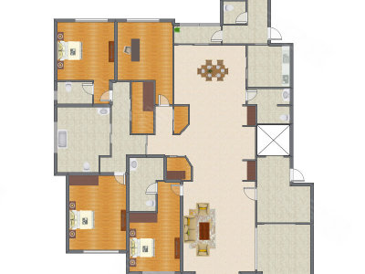 4室3厅 344.75平米户型图