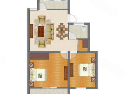 2室1厅 61.65平米