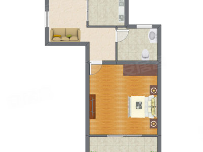 1室1厅 56.45平米
