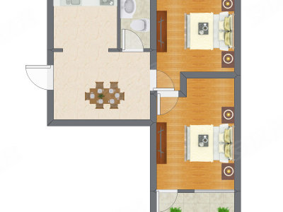 2室1厅 52.47平米