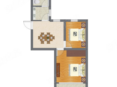 2室1厅 35.62平米户型图
