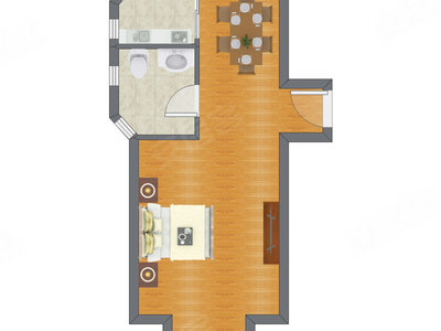 1室0厅 49.91平米户型图