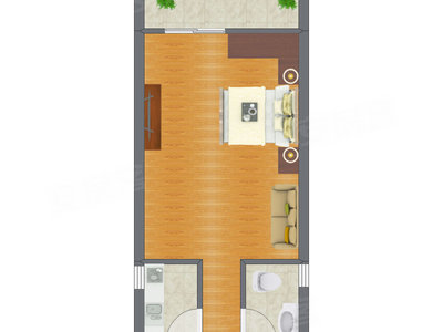 1室1厅 30.20平米户型图
