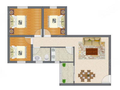 3室2厅 89.65平米