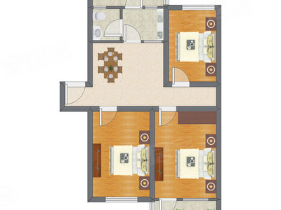 3室1厅 80.40平米